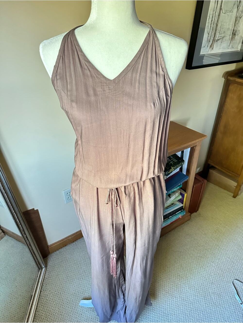 Cleobella Dusty Mauve Tieback Halter Jumpsuit - Wide Leg - Size XS Boho